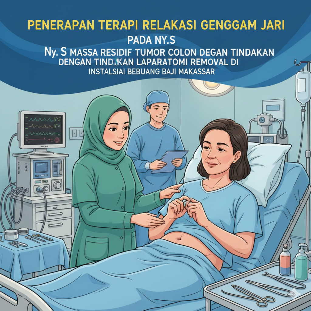 PENERAPAN TERAPI RELAKSASI GENGGAM JARI PADA NY.S MASSA RESIDIF TUMOR COLON DENGAN TINDAKAN LAPARATOMI REMOVAL DI INSTALASI BEDAH SENTRAL RSUD LABUANG BAJI MAKASSAR. 