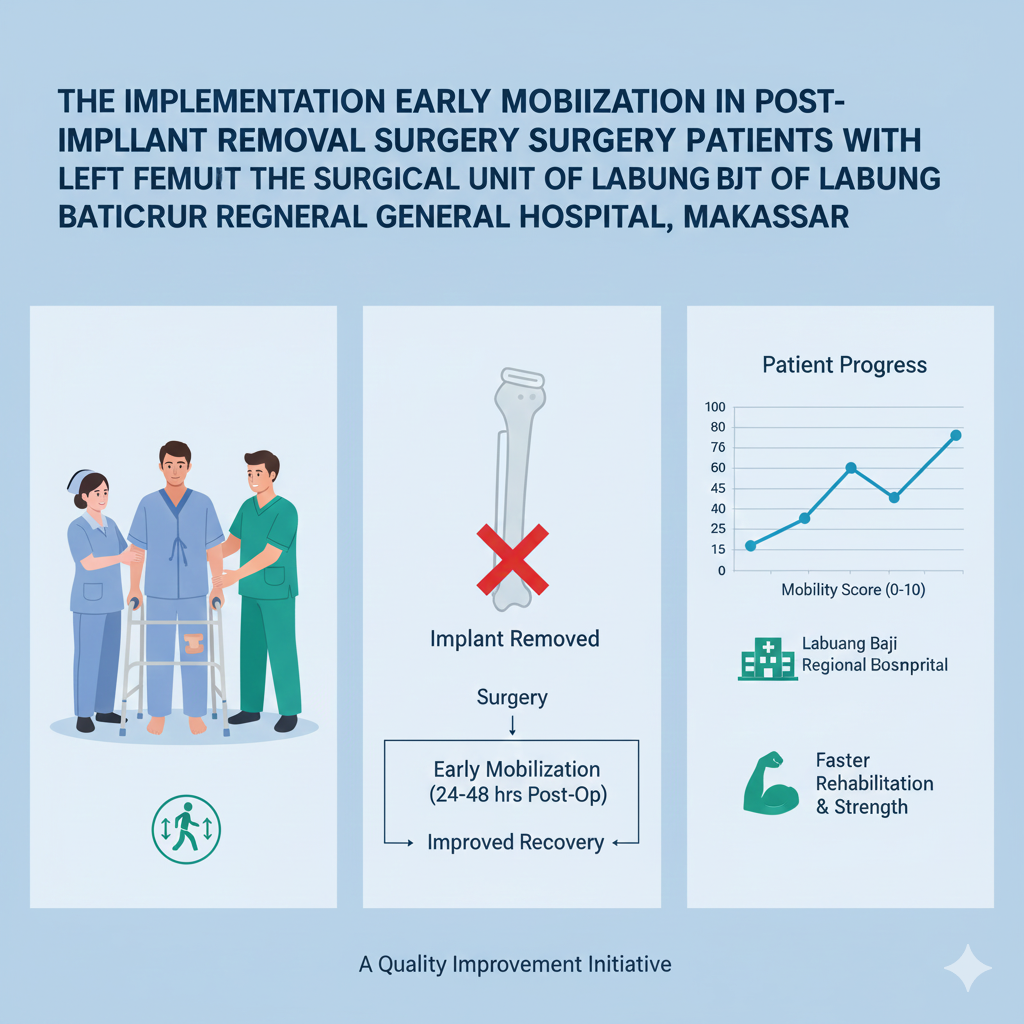 The Implementation of Early Mobilization in Post–Implant Removal Surgery Patients with Left Femur Fracture at the Surgical Unit of Labuang Baji Regional General Hospital, Makassar